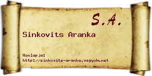 Sinkovits Aranka névjegykártya