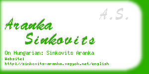 aranka sinkovits business card